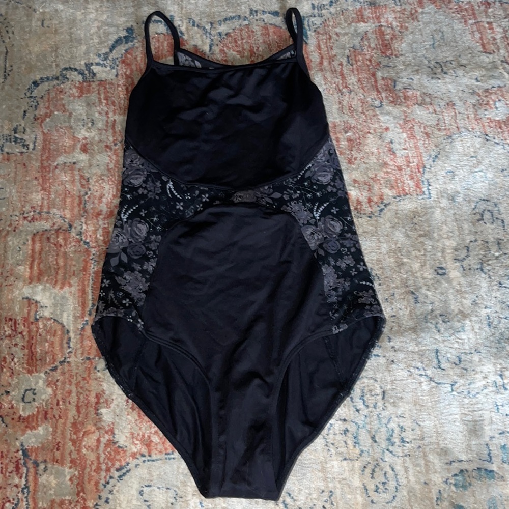 black flower leotard